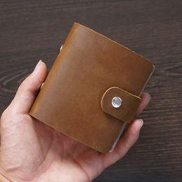 Planificador de anillo de tamaño A9 de cuero genuino con una carpeta de 3 agujeros Crazy Horse Mini Notebook Retro Portable Notepad Diario al por mayor 240409