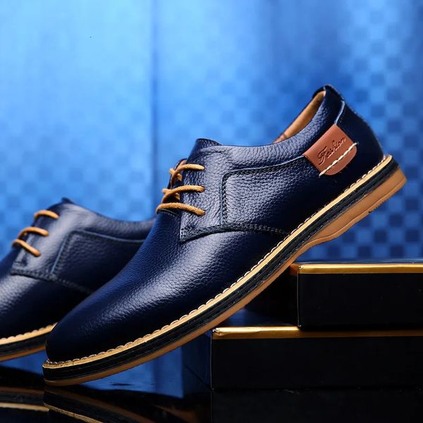 Véritable cuir adulte de haute qualité chaussures hommes décontractées de luxe Style italien grande taille angleterre chaussures d'affaires chaussures de confort décontracté 240112
