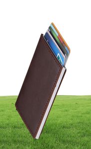 Echte lederen aluminium portemonnee -ID blokkeren Wallet Automatische pop -up krediet Business Card Case Protector2366464