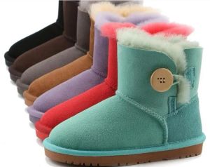 Aus – bottes de neige en cuir véritable pour garçons et filles, bottes chaudes en peluche douces et confortables en peau de mouton, beaux cadeaux de noël et d'anniversaire, transbordement gratuit