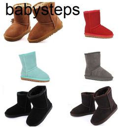 Cuir véritable Aus U5281 garçons filles bébé enfants neige doux confortable en peau de mouton en peluche bottes chaudes beaux cadeaux d'anniversaire de noël transbordement gratuit23ss