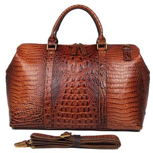 Sacs en cuir véritable femmes sacs à main Ladi Crocodile Grain motif sacs de sport unisexe en cuir sac de voyage pour hommes 6003B