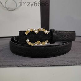 Diseñador de cinturón de cuero genuino para mujer Cinturones de cintura con hebilla de letra de perla Bling-bling Ceinture Cintura delgada c Mens Cintura Luxe 67W1