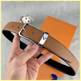 Cinturón de cuero genuino Hombres Cinturones de diseño para mujeres Ancho 3.4 cm Top Moda Carta Hebilla de plata Lujo L Cinturón Cintura Ceinture Nuevo