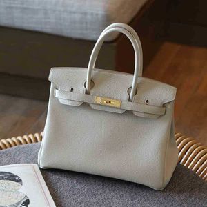 Goile Leather BK Handbags Designer Handsbag 2024 Platinum Togo CowHide Manual Ligne Litchi Match Portable Mother Women's Handmade