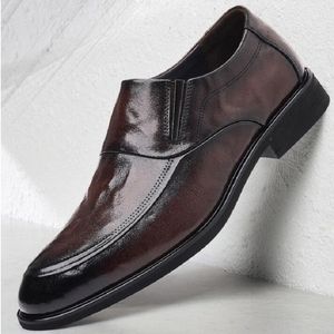 Chaussures d'affaires décontractées en cuir véritable, confortables et respirantes, chaussures de mariage pointues et formelles à semelles souples, 1AA59