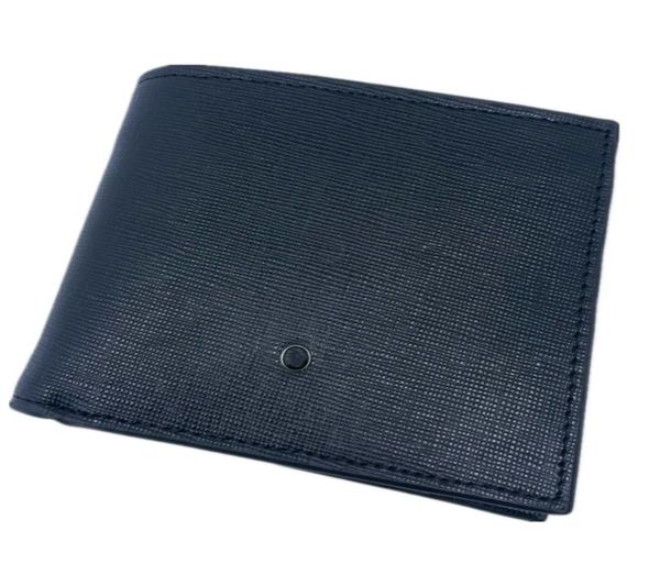 Genuine Leather Business Men Black Wallet clásica de diseño plegado simple con 6 tarjetas de tarjetas 2 bolsas de dinero venden solo 7139219
