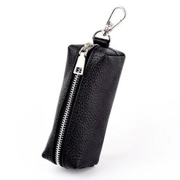 Echte lederen autosleutel Keychain Huishoudster Bag Zipper Organisator Case EDC Pouch Key Holder Wallet Men Women Women