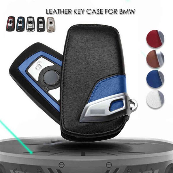 Coque de support du couvercle de boitier porte-clé de voiture en cuir véritable, pour X3 X4 1 3 4 5 6 7 série E90 F10 F20 F30 M2 M3 M5 M6 GT, accessoires