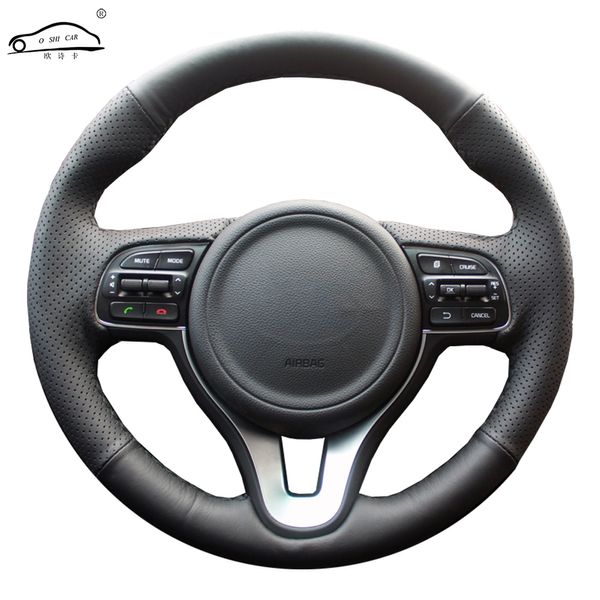 Housse de volant de voiture en cuir véritable, pour Kia K5 2016 2017 Sportage 4 KX5 2016 2017/tresse de guidon de volant dédiée