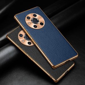 Lederen gevallen voor Huawei Honor Magic 3 Magic3 Pro Cover Luxe Hoge Kwaliteit Real Cow Bide Case met Camera Protector