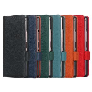 Étuis en cuir véritable pour Samsung Galaxy Z Fold 2 Case Flip Book Card Wallet Protection Cover