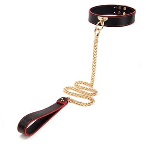 Véritable chaîne de cuir collier de chien anneau de cou bdsm bondage fétiche adulte sm sex toys for women couples cosplay accessory sexy 240412