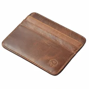 Portez de carte de crédit en cuir authentique sac à la main à la main