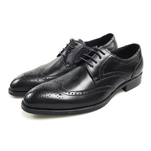 Véritable cuir Derby Men Business Black Lace Up Formal Dress Chaussures