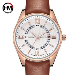 Lederen ontwerp creatieve echte kalender quartz horloge mannen zakelijke mode studenten top merk luxe waterdichte polshorloge 210527