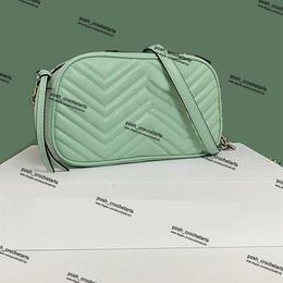 Sac pour appareil photo de créateur en cuir véritable, cuir pastel matelassé Chevron, bandoulière pour femmes, sac à main design, couleur menthe Cro223e