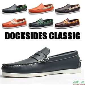 Zapatos de conducción de cuero genuino GAI en Docksides, mocasines planos con diseño de marca de zapatos de barco clásico para hombres y mujeres A025 240109 60109