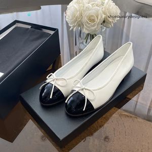 Cuero genuino embellecido ballet slip-on ballet plano mocasines de los pies redondos zapatos de vestir zapatos casuales diseñadores de lujo de lujo calzado con caja