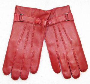 Gants en cuir véritable homme mode Simple gants en peau de mouton homme rouge hiver Plus velours épaissir garder au chaud pour la conduite DQ203 2010198750977