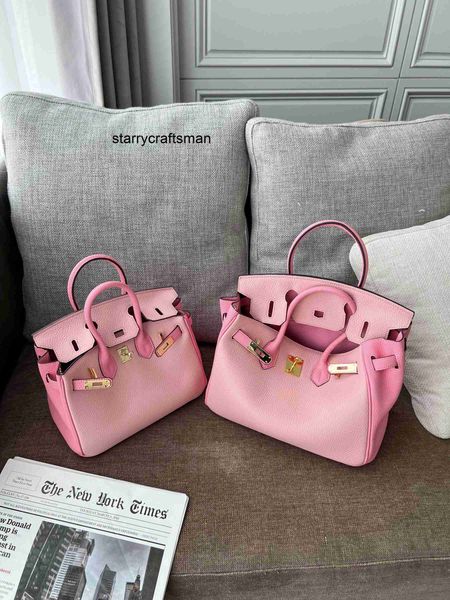 Sac à main en cuir véritable l nouveau sac à bloc de couleur motif litchi rose en cuir à la mode et polyvalent pour sac à main pour femme