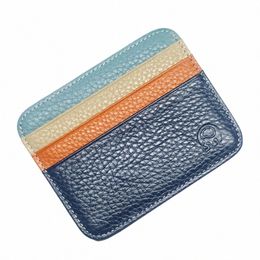 Véritable cuir ID Pocket Bank Credit Card Case St Thin Card Wallet C Cards Pack Bus Card Holder 1PC B0oN #