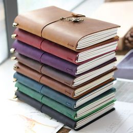 Echte lederen dagboekreizigers Notebook retro handgemaakt dagboek draagbare schetsboek cowhide cadeaplanner bieden gegraveerde 240521