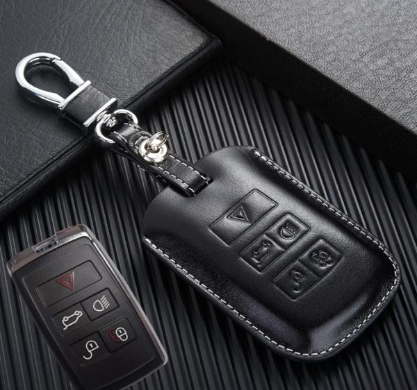 Étui clé en cuir authentique pour 2021 Discovery 5 Range Rover Sport Defender 2 Cover Key Remote Control FOB Keychain3251451