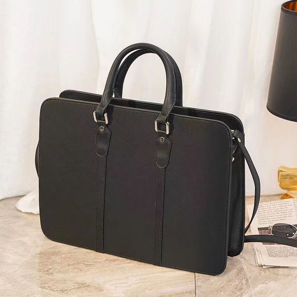 sacs pour ordinateur portable en cuir véritable Designer Hommes Épaule Porte-Documents Noir Marron En Cuir Sac À Main De Luxe Homme D'affaires Sac Pour Ordinateur Portable Messenger Sacs avec sac à poussière