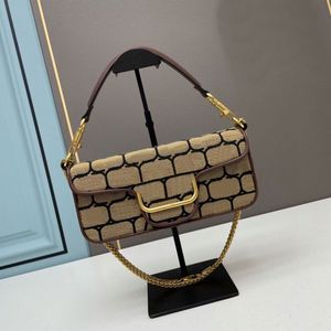 Bolso de hombro Loco de cuero genuino Primavera Nuevos monederos y bolsos Moda Bolso cruzado para las axilas Embrague de día Asa extraíble Cinturón de cadena Bolsillo con hebilla magnética 2342