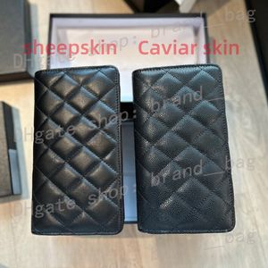 Echt lederen lange portemonnee Designer Wallet Classic Sheepskin Caviar Caviar Wallet Men Flip Wallet Card Bag Zero Money Clip Passpoorttas Kaarthouder Kaarthouders