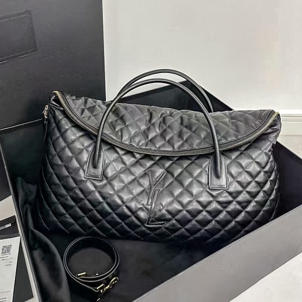 Mode ES matelassé en cuir Designer Duffle sac classique grand fourre-tout femmes bagages sac à main épaule sacs polochons hommes embrayage tronc crossbody dame sac de voyage de luxe