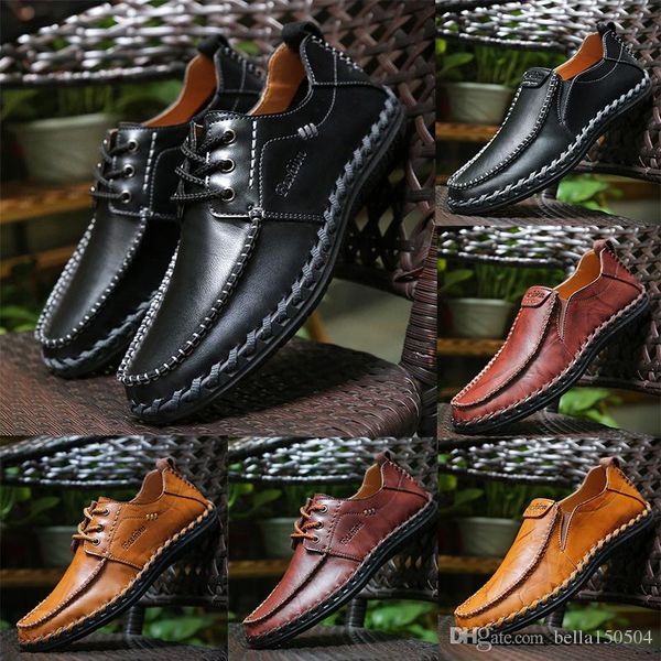 cuir véritable marque de créateurs de luxe chaussures décontractées pour hommes à lacets ou chaussures de costume pour hommes Slip-On Chaussures habillées Zapatos Hombre Pilotes Mocassins S