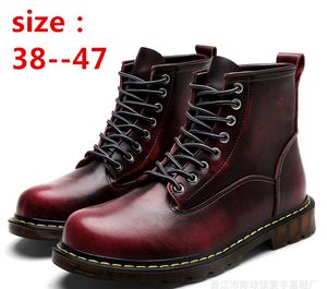 Véritable cuir cheville hommes bottes d'hiver plate-forme chaussures botte de neige chaussures d'automne imperméables