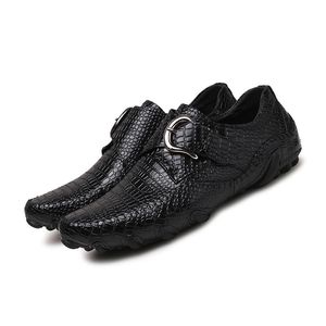 Véricoirs en cuir Chaussures décontractées Landes de luxe pour hommes mocassins Slip respirant sur les chaussures de conduite noire plus taille 37-47