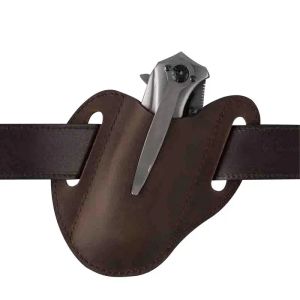 Echte lederen heren Organisator Mantel Pocket Knives Holder met riemclip Vouwmes Holster Lederen schede voor vouwmessen