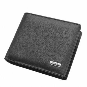 Billetera de cuero genuino Producto Premium Billeteras Real Willets For Man Short Black Cedic Card C Holder Purse H4xe#