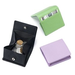 Mini porte-monnaie en cuir véritable porte-carte d'étudiant en peau de vache souple sacs de rangement carrés simple petite pochette pour hommes femmes 240229