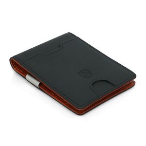 Clip d'argent en cuir véritable pour hommes Slim Poche avant RFID RFID Blocage de carte ID Porte-carte de bifold minimaliste