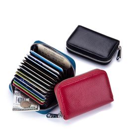 Organisateur en cuir véritable affaires RFID porte-carte de crédit peau de vache minimaliste femmes voyage carte sac hommes petit portefeuille offre spéciale