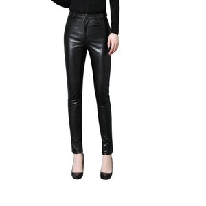 Pantalon en cuir véritable nouvelles femmes automne hiver pantalon en peau de mouton noir femme mince en cuir crayon pantalon OL pantalon mince 201118