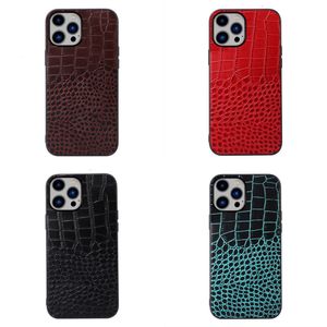 Étuis de téléphone en cuir véritable pour iPhone 14 Pro Max Crocodile Texture Unique Antichoc Protection souple Robuste Couvertures arrière mobiles en peau de vache