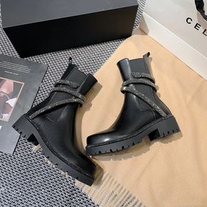 Bottes à plateforme en cuir véritable strass serpent S bottes Bling cristal noir blanc femmes décontracté sans lacet chaussons Mujer DE Botas 240126