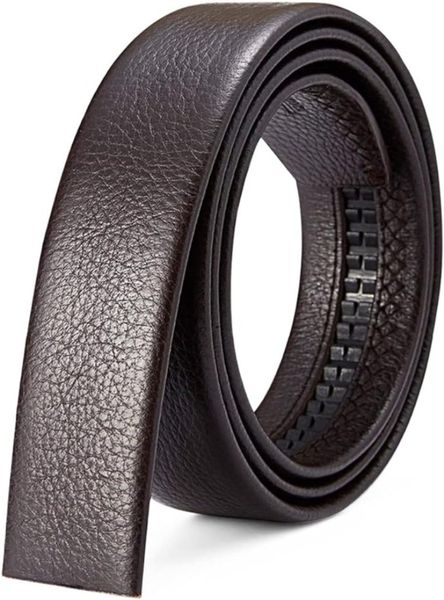 Ceinture à cliquet en cuir véritable pour homme – Ceinture pour homme 4,3 cm pour jeans de rechange réglable sans boucle