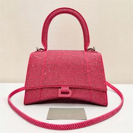 Sacs à main de luxe en cuir véritable strass diamant sablier sac femmes hommes rabat enveloppe scintillante pochette d'épaule sacs de créateurs fourre-tout hobo crossbody sac portefeuilles