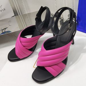Sandales en cuir véritable 105mm talons aiguilles mode talon super haut pour femmes designers de luxe chaussures habillées fête tête carrée talon sandale chaussures d'usine