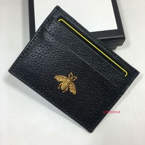 Véritable cuir petits portefeuilles titulaires femmes métal abeille banque carte de crédit paquet sac de monnaie porte-carte d'identité sac à main femmes mince portefeuille Poc213B