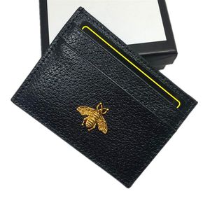 Véritable cuir petits portefeuilles titulaires femmes métal abeille banque carte de crédit paquet sac de monnaie porte-carte d'identité sac à main femmes mince portefeuille Poc2804