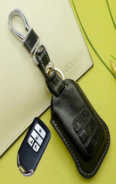 Étui en cuir véritable pour porte-clés intelligent, pour Honda 2015 Odyssey 2016 2017 Elysion, 4 boutons, porte-clés, portefeuilles, accessoires 1321975