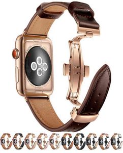 Echte lederen band voor Apple Watch Band 45mm 41 mm 44 mm 40 mm 42 mm 38 mm vlinderclasp Correa Bracelet Iwatch 4 5 6 SE 7 Band2988906